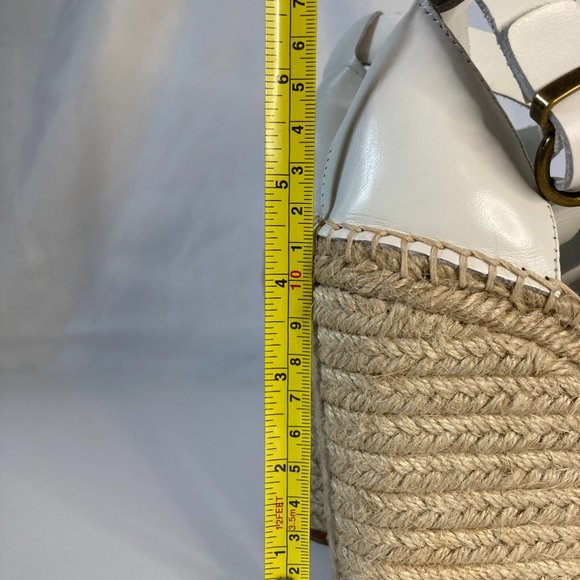 Treasure & Bond Wedge Espadrilles Size 8.5 White Leather with Silver Buckles. - Picture 6 of 7